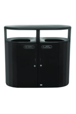 Resist Dual Stream Waste And Recycling Container, 66 Gal, Metal, Textured Black/Black Gloss
