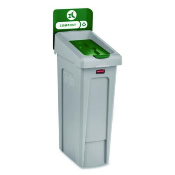 Slim Jim Recycling Station Kit, 1-Stream Compost, 23 Gal, Plastic, Green/Gray