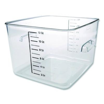 Square Storage Container, 12 Qt, 10.5 x 11.31 x 7.75, Clear, Plastic
