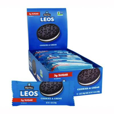 Leos Cookies And Cream Sandwich Cookies, 2 Cookies/Pack, 10 Packs/Box
