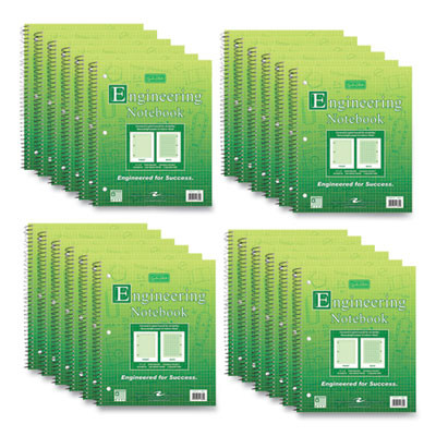 Wirebound Engineering Notebook, 20 Lb Bond Paper Stock, Green Cover, (80) 11 x 8.5 Sheets, 24/Carton