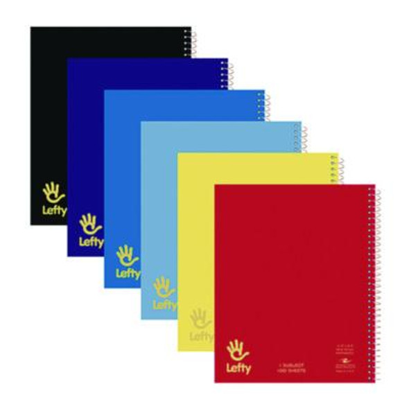 Lefty Notebook, 1-Subject, Wide/Legal Rule, Randomly Assorted Cover Color, (100) 10.5 x 8.5 Sheets
