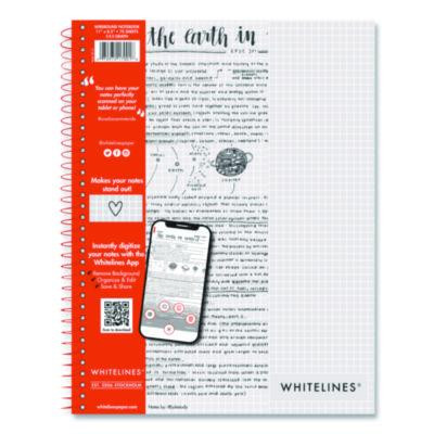Whitelines Notebook, Quadrille Rule (5 Sq/In), Gray/Orange Cover, (70) 11 x 8.5 Sheets