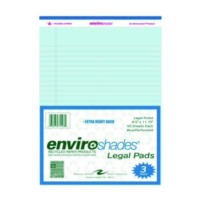 Enviroshades Legal Notepads, Wide/Legal Rule, (50) Blue 8.5 x 11 Sheets, 3/Pack