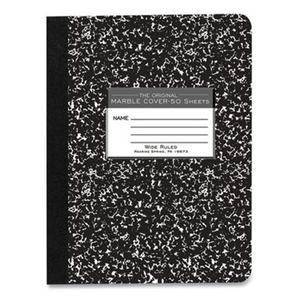 Marble Cover Composition Book, Wide/Legal Rule, Black Marble Cover, (50) 9.75 x 7.5 Sheets