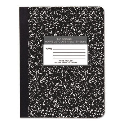 Marble Cover Composition Book, Wide/Legal Rule, Black Marble Cover, (60) 9.75 X 7.5 Sheets