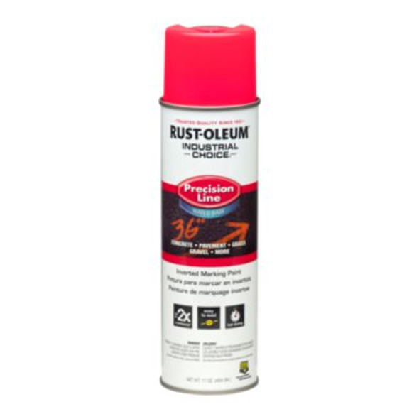Industrial Choice M1800 System Water-Based Precision Line Marking Paint, Flat Fluorescent Pink, 17 Oz Aerosol Can, 12/Carton