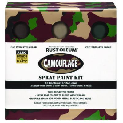 Camouflage 2X Ultra Cover Assorted Spray Paint Kit, Assorted Colors, 12 Oz Aerosol Can, 6/Carton