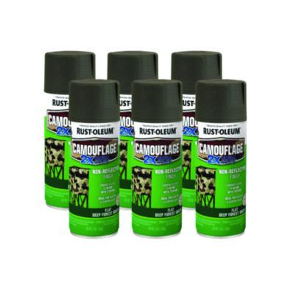 Camouflage Spray Paint, Flat Deep Forest Green, 12 Oz Aerosol Can, 6/Carton