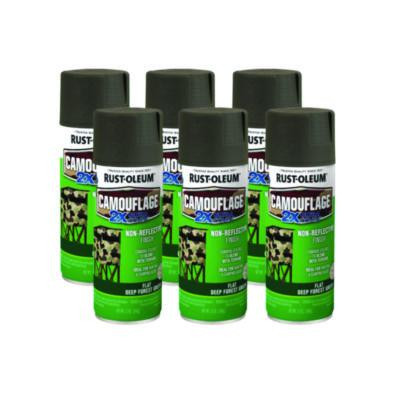 Camouflage Spray Paint, Flat Deep Forest Green, 12 Oz Aerosol Can, 6/Carton