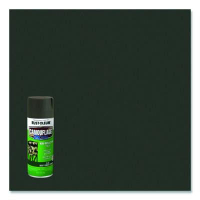 Camouflage Spray Paint, Flat Deep Forest Green, 12 Oz Aerosol Can, 6/Carton