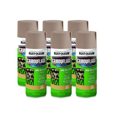 Camouflage Spray Paint, Flat Khaki, 12 Oz Aerosol Can, 6/Carton