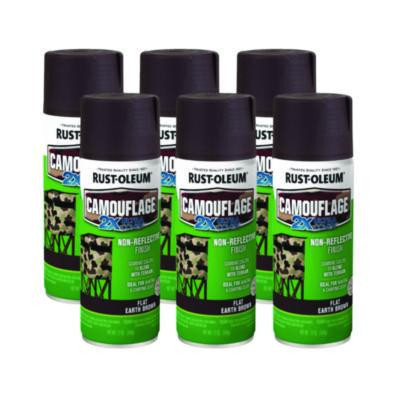 Camouflage Spray Paint, Flat Earth Brown, 12 Oz Aerosol Can, 6/Carton