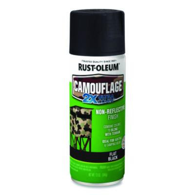 Camouflage Spray Paint, Flat Black, 12 Oz Aerosol Can