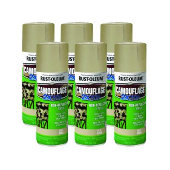 Camouflage Spray Paint, Flat Sand, 12 Oz Aerosol Can, 6/Carton