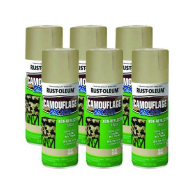 Camouflage Spray Paint, Flat Sand, 12 Oz Aerosol Can, 6/Carton