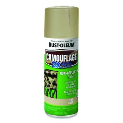 Camouflage Spray Paint, Flat Sand, 12 Oz Aerosol Can, 6/Carton