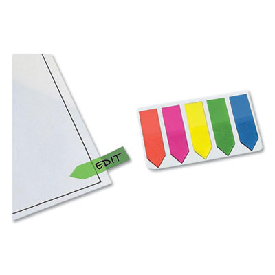 Removable Small Arrow Page Flags, Blue, Green, Orange Pink, Yellow, 125/Pack