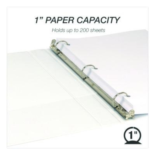 Economy Round Ring View Binders, 3 Rings, 1" Capacity, 11.5 x 8.5, White, 6/Carton