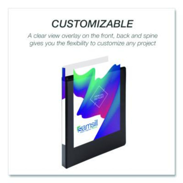 Durable D-Ring View Binders, 3 Rings, 0.5" Capacity, 11.5" x 8.5", Black, 4/Pack