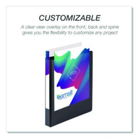 Durable D-Ring View Binders, 3 Rings, 1" Capacity, 11.5" x 8.5", Black, 4/Pack