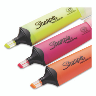 Clearview Tank-Style Highlighter, Assorted Ink Colors, Chisel Tip, Assorted Barrel Colors, 3/Pack