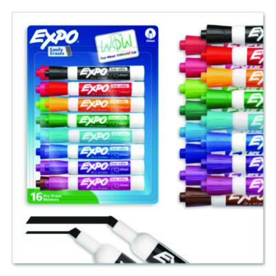 Low Odor Dry Erase Vibrant Color Markers, Broad Chisel Tip, Assorted Colors, 16/Set