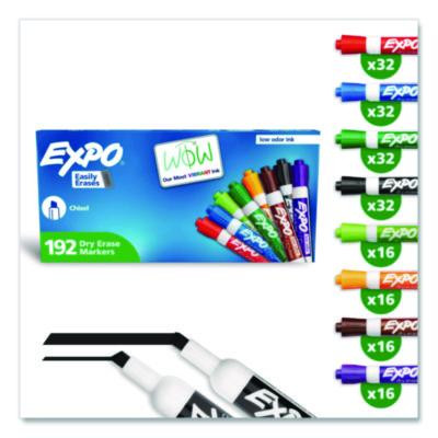Low-Odor Dry Erase Marker Office Value Pack, Broad Chisel Tip, Assorted Colors, 192/Pack