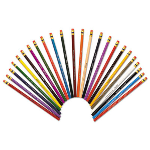 Col-Erase Pencil With Eraser, 0.7 Mm, 2B, Assorted Lead And Barrel Colors, 24/Pack