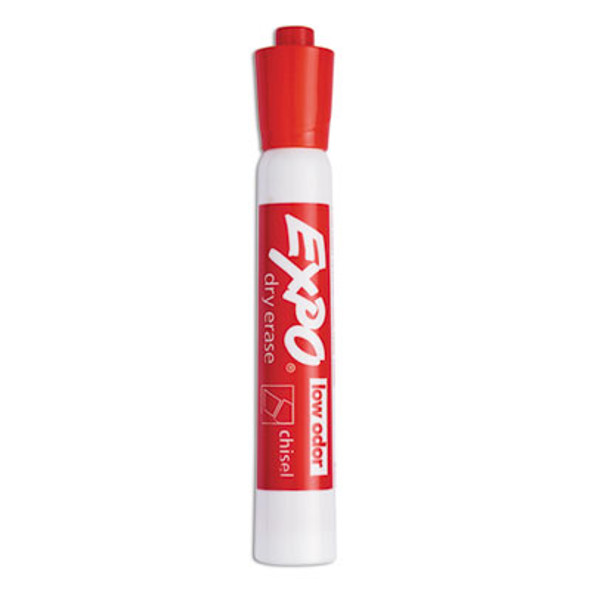 Low-Odor Dry-Erase Marker, Broad Chisel Tip, Red, Dozen