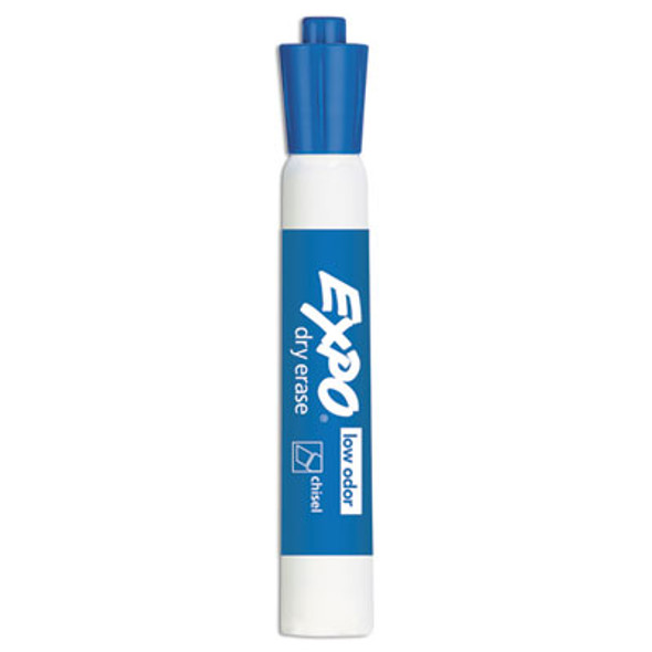 Low-Odor Dry-Erase Marker, Broad Chisel Tip, Blue, Dozen