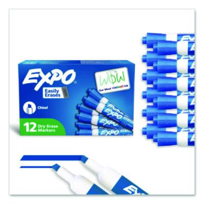 Low-Odor Dry-Erase Marker, Broad Chisel Tip, Blue, Dozen