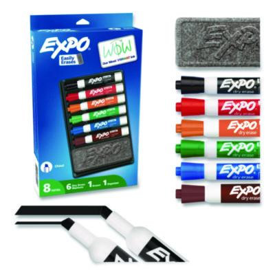 Low-Odor Dry Erase Marker And Organizer Kit, Broad Chisel Tip, Assorted Colors, 6/Set