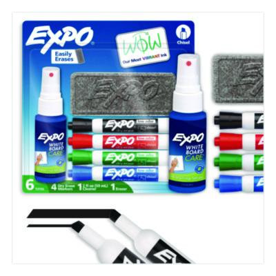 Low-Odor Dry Erase Marker Starter Set, Broad Chisel Tip, Assorted Colors, 4/Set