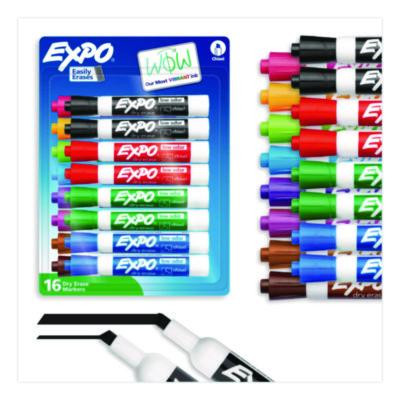 Low-Odor Dry-Erase Marker, Broad Chisel Tip, Assorted Colors, 16/Set