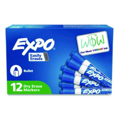 Low-Odor Dry-Erase Marker, Medium Bullet Tip, Blue, Dozen
