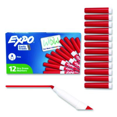 Low-Odor Dry-Erase Marker, Fine Bullet Tip, Red, Dozen