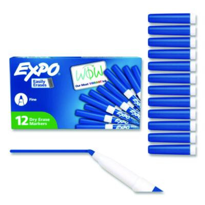 Low-Odor Dry-Erase Marker, Fine Bullet Tip, Blue, Dozen