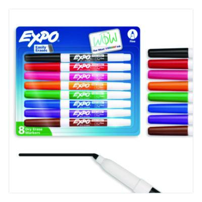 Low-Odor Dry-Erase Marker, Fine Bullet Tip, Assorted Colors, 8/Set