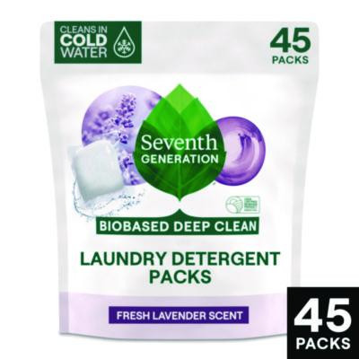 Natural Laundry Detergent Packs, Powder, Lavender Scent, 45 Packets/Pack, 8/Carton