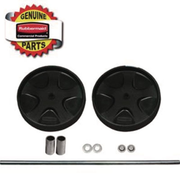 Wheel/Axle Parts For 6173 Janitor Cart 2000, (2) 8" Wheels, Black/Gray