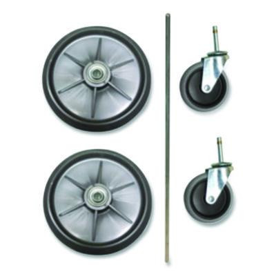 8" Ball Bearing Wheel And 4" Swivel Stem Caster Kit With Axle For Microfiber Cleaning Cart, (2) Wheels, (2) Casters