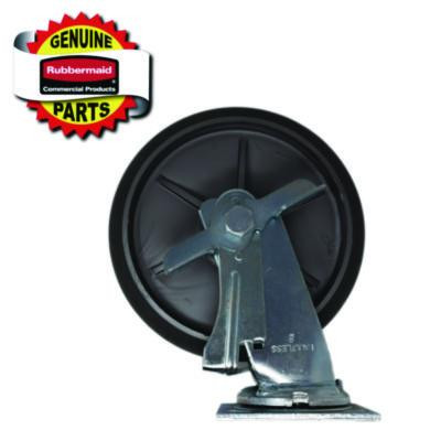 8" Swivel Caster With Brake For Housekeeping Cart, Mount Plate Stem, 8" Wheel, B/Silver, Set