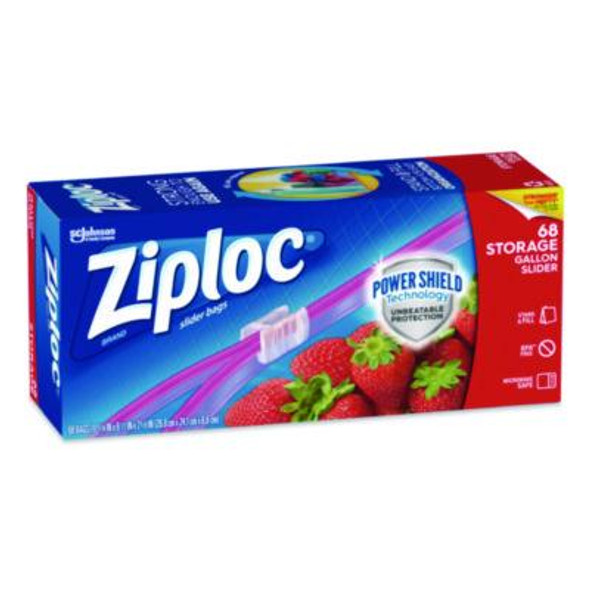 Slider Storage Bags, Gallon, 9.5" x 2.63" x 10.56", Clear, 68 Bags