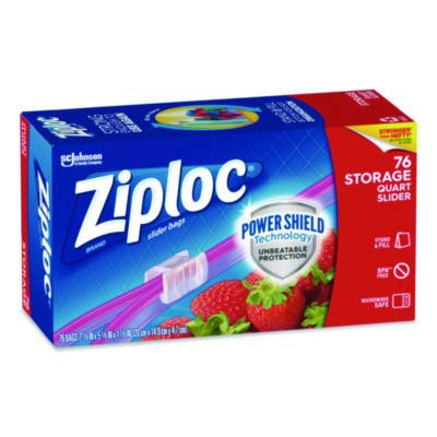 Slider Storage Bags, Quart, 5.88" x 1.88" x 7.88", Clear, 76 Bags