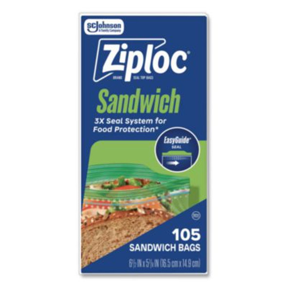 Resealable Sandwich Bags, 6.5" x 5.88", Clear, 90/Pack