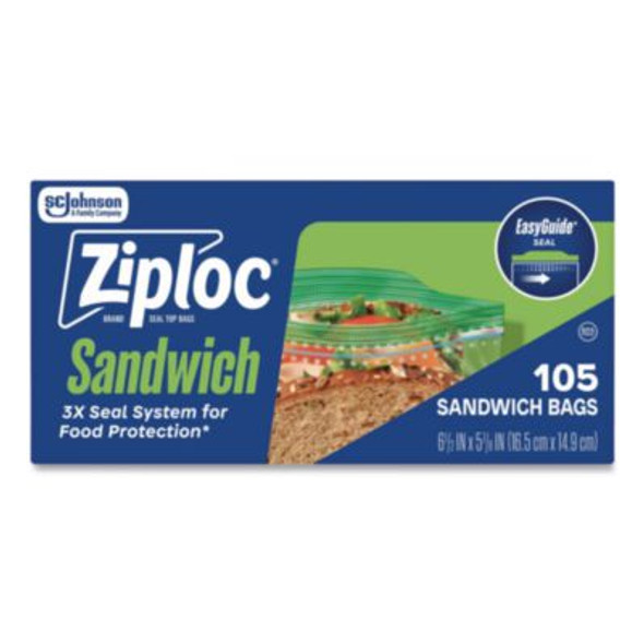 Resealable Sandwich Bags, 6.5" x 5.88", Clear, 90/Pack