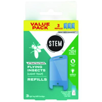 Stem Light Trap Refills, 3 Refills/Pack, 8 Packs/Carton