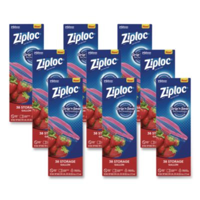 Double Zipper Storage Bags, Triple System Seal, Gallon, 10.56" x 10.75", Clear, 38 Bags/Box, 9 Boxes/Carton