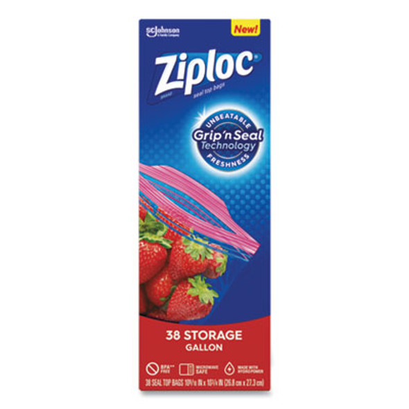 Double Zipper Storage Bags, Triple System Seal, Gallon, 10.56" x 10.75", Clear, 38/Box